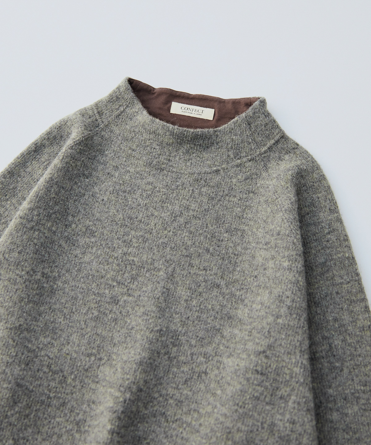 CONFECT グレー ニット モックネックプルオーバー nest Robe ウールクォーターゲージニット モックネックプルオーバー｜nest Robe