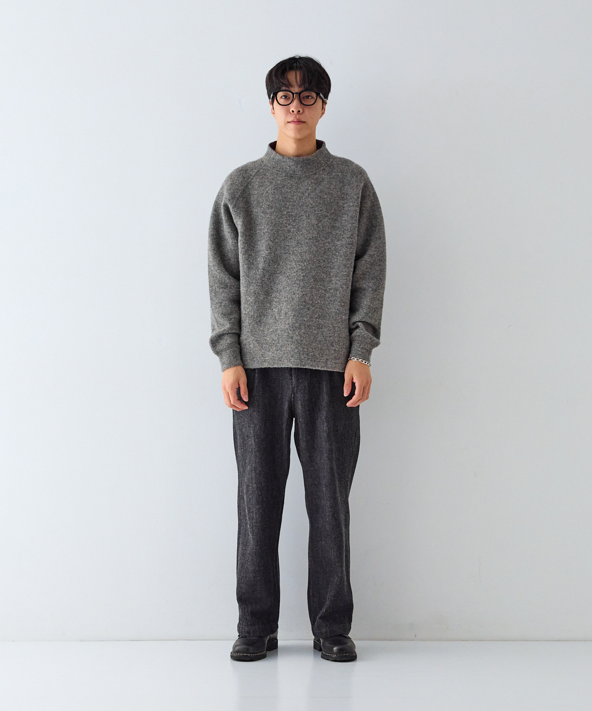 ウールクォーターゲージニット モックネックプルオーバー｜nest Robe