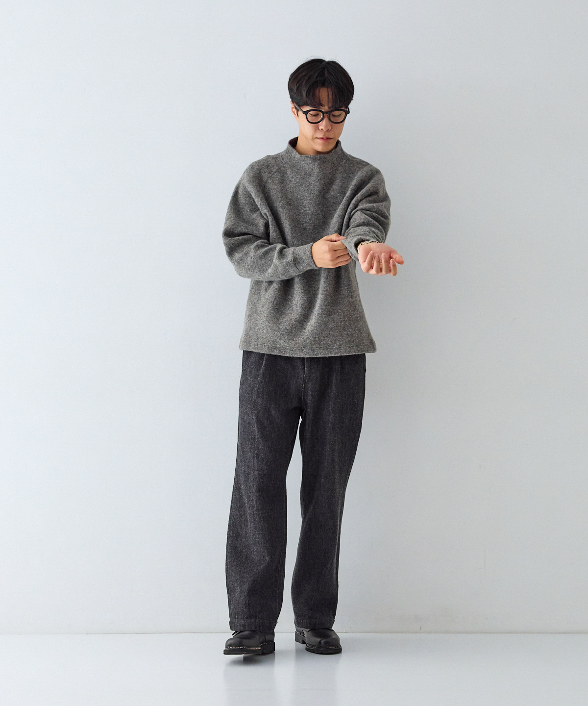 ウールクォーターゲージニット モックネックプルオーバー｜nest Robe