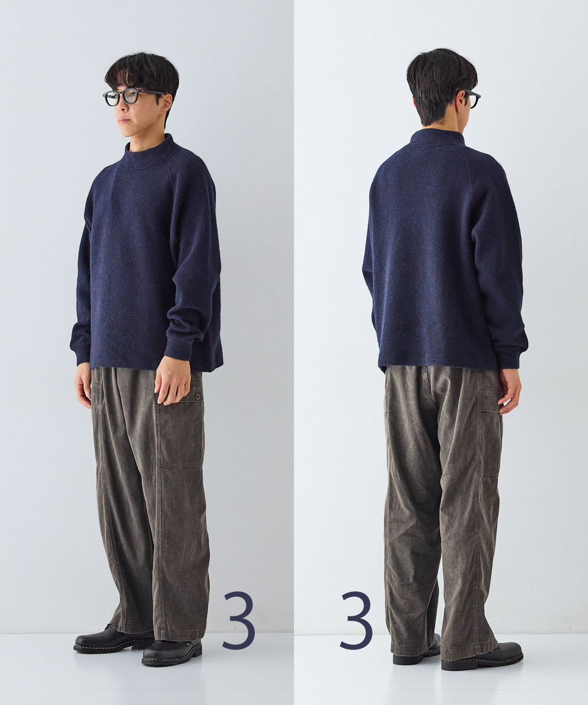 ウールクォーターゲージニット モックネックプルオーバー｜nest Robe