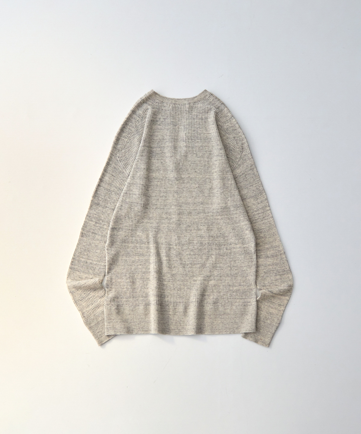 コットンワッフル キーネック ニットプルオーバー｜nest Robe