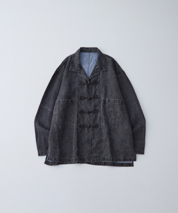 カラーリネン 墨コーティング シャツ