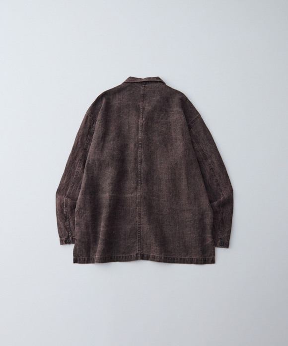 カラーリネン 墨コーティング シャツ