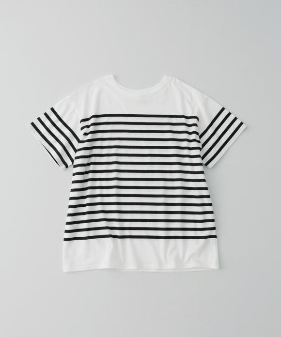 【新品】ネストローブ　コットンフレンチストライプロングスリーブTシャツ　ボーダー 新品】ネストローブコットンフレンチストライプロングスリーブT