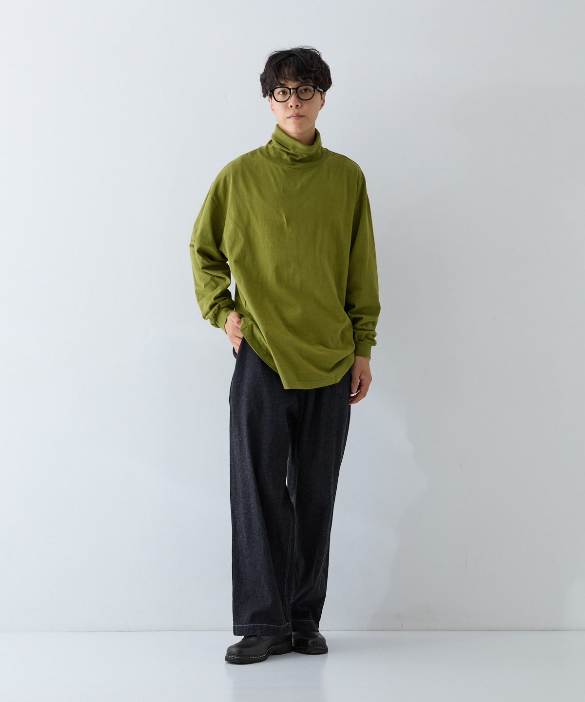 【UpcycleLino】BASIC 天竺長袖ビッグタートル　ネストローブ UpcycleLino]BASIC 天竺長袖ビッグタートル｜nest Robe / CONFECT
