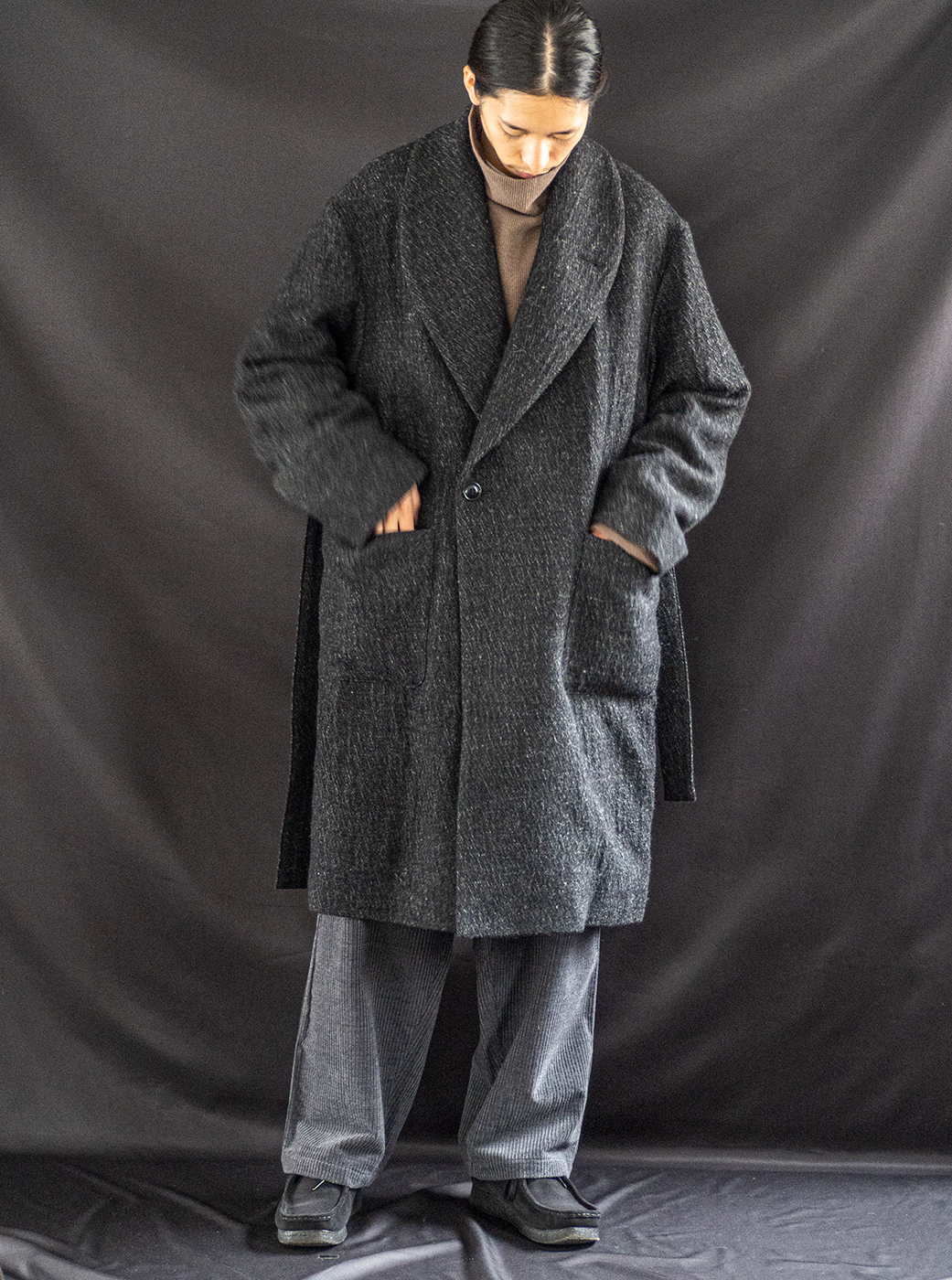 新品級 confect Heavy Linen Ulster Coat カーキ-